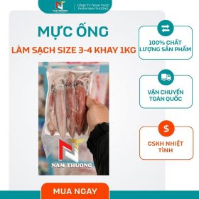 Mực ống làm sạch size 3-4 khay 1kg tại Nam Thương