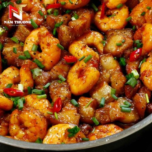 Món tôm nõn rim chua ngọt