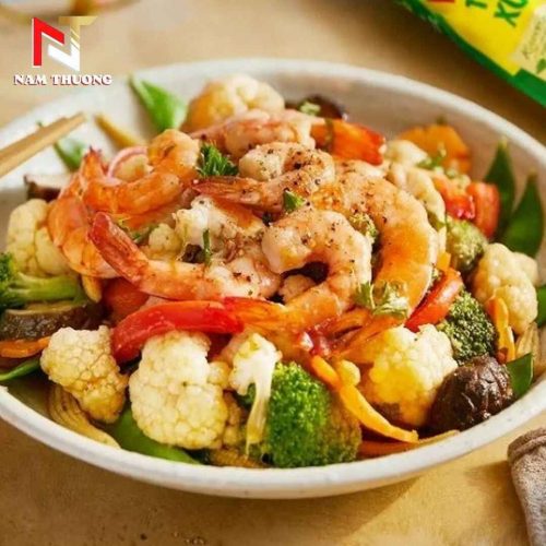 Món tôm nõn xào nấm